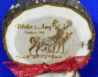 Rustic Cake Top ~ Rustic Wedding ~ Barn Wedding ~ Buck and Doe Cake Top ~ Country Wedding ~ Engraved Wood Cake Top ~ Deer Cake Top ~ Hunting
