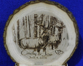 Rustic Cake Top ~ Rustic Wedding ~ Barn Wedding ~ Buck and Doe Cake Top ~ Country Wedding ~ Engraved Wood Cake Top ~ Custom Cake Top ~ Deer