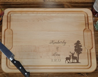 Wedding Gift | Hunting Gift | Wedding Gift For Couple | Bridal Shower Gift | Buck And Doe | The Hunt Is Over | Personalized Cutting Board