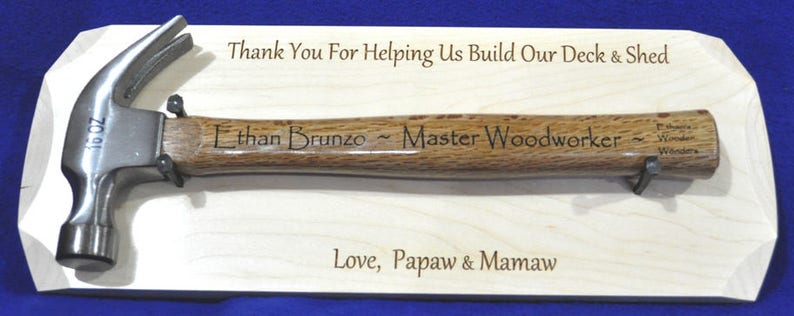 Gift For Grandson Grandson Gifts Job Well Done Gift Thank You Gifts Engraved Gifts Hammer Display Gift Custom Gifts For Boys image 3