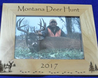 Deer Hunting ~ Hunting Frame ~ Hunting Gift ~ Gift For Hunter ~ Hunting Picture Frame ~ Free Engraving ~ Your State Engraved ~ Whitetail