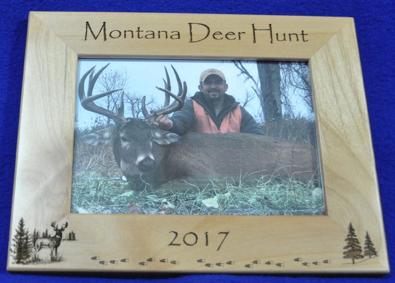 Deer Hunting Hunting Frame Hunting Gift Gift For Hunter Hunting Picture Frame Free Engraving Your State Engraved Whitetail image 1