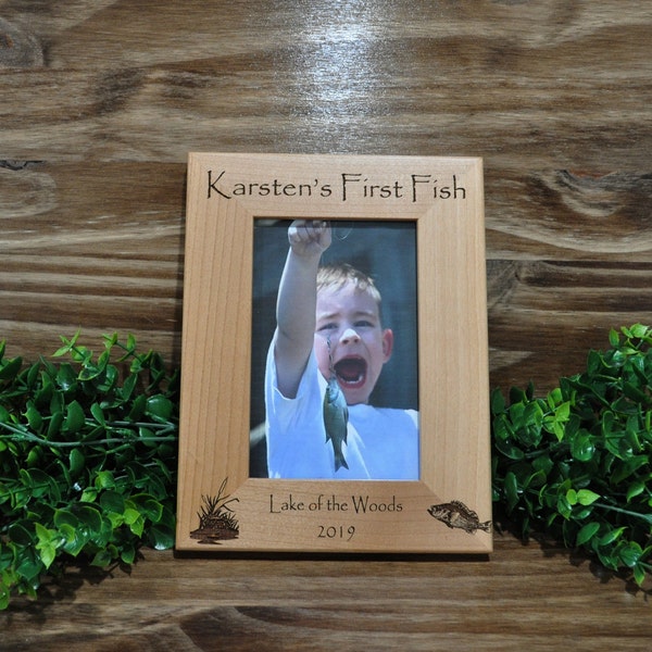 First Fish, Fishing, Child's 1st Fish, Custom Fish Frame, Picture Frames, Boating, Trout, Bass, Fishing Fun, Camping Gift, Great Memory Gift