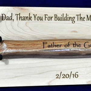 Father Of The Groom Gift For Dad Stepfather Grandfather Gift Engraved Hammer Groomsmen Gift To Dad From Son Great Gift for Dad image 2
