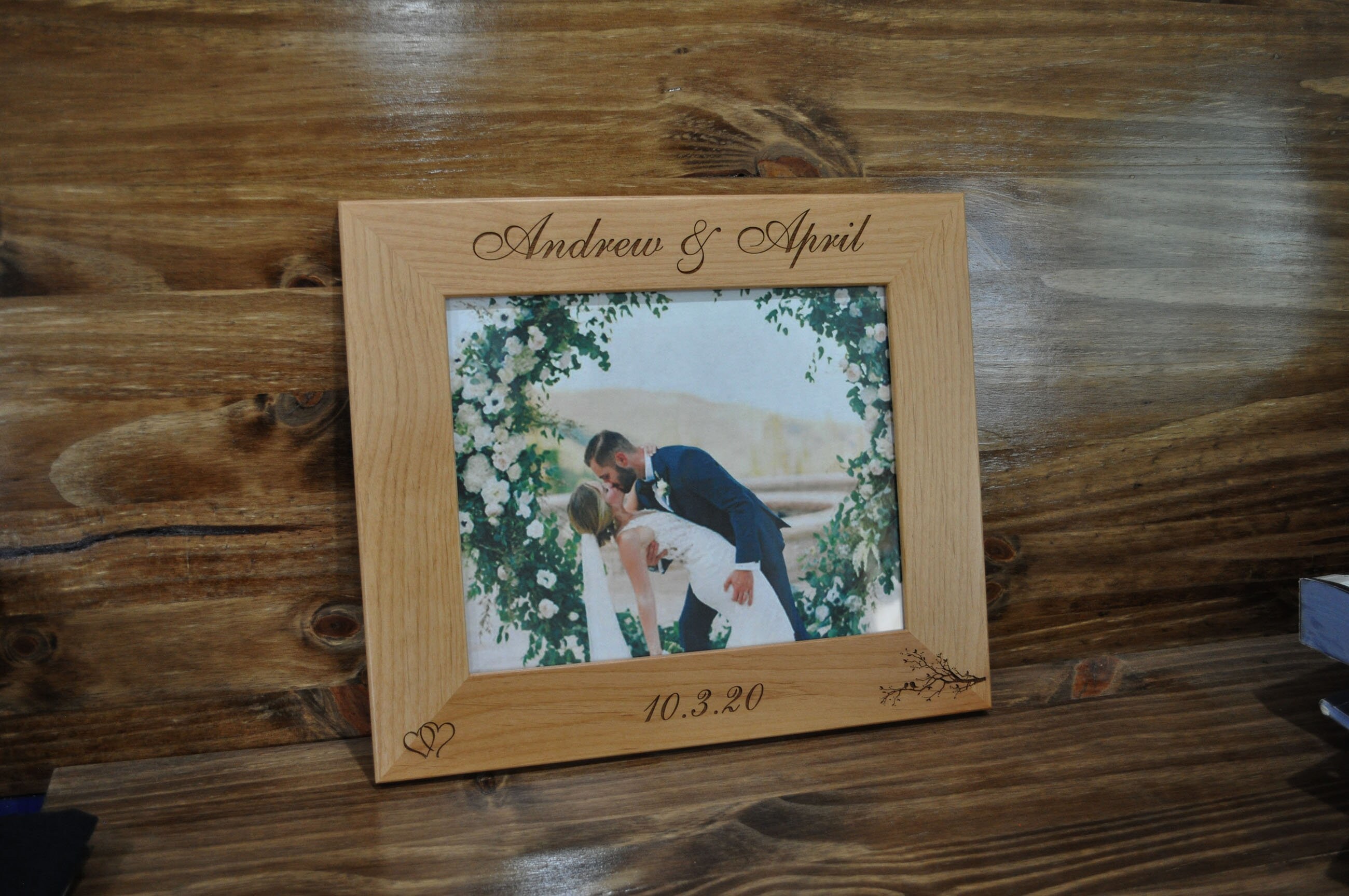 Personalized Retro White Frame Wedding Picture Frame Engagement Gift