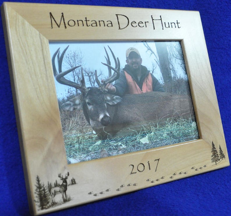 Deer Hunting Hunting Frame Hunting Gift Gift For Hunter Hunting Picture Frame Free Engraving Your State Engraved Whitetail image 2