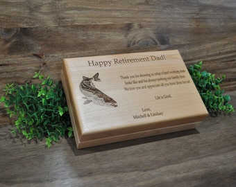 Retirement Gift For Dad | Retirement Gift | Fishing Gifts | Custom Wood Box | Gift For Dad | Personalized Box For Dad | Retirement | Fishing