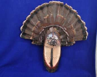 Turkey Fan Mount / Turkey Fan With Photo / Turkey Hunting / Turkey Fan / Turkey Fan Plaque / First Turkey / Custom Photo On Wood / Turkey