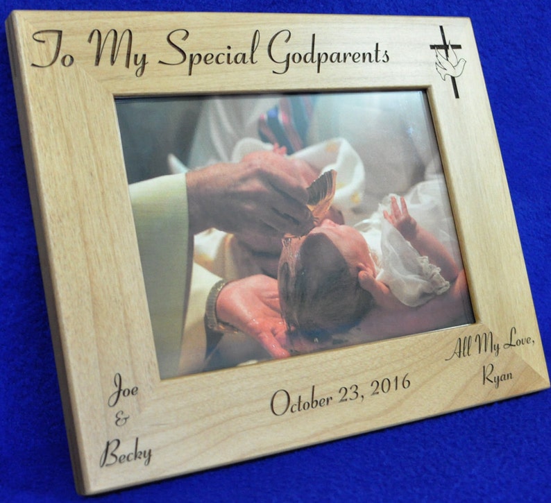 Godparent Gift Baptism Gift Baptism Frame Godfather Gift Godmother Gift Godparents Frame Baptism Frame Custom Baptism Gift image 2