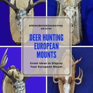 Hunting Gift European Mount Engraved Photo Deer Hunting Deer Skull Mount Gift For Hunter Antler Mount Antler Plaque Hunting image 6