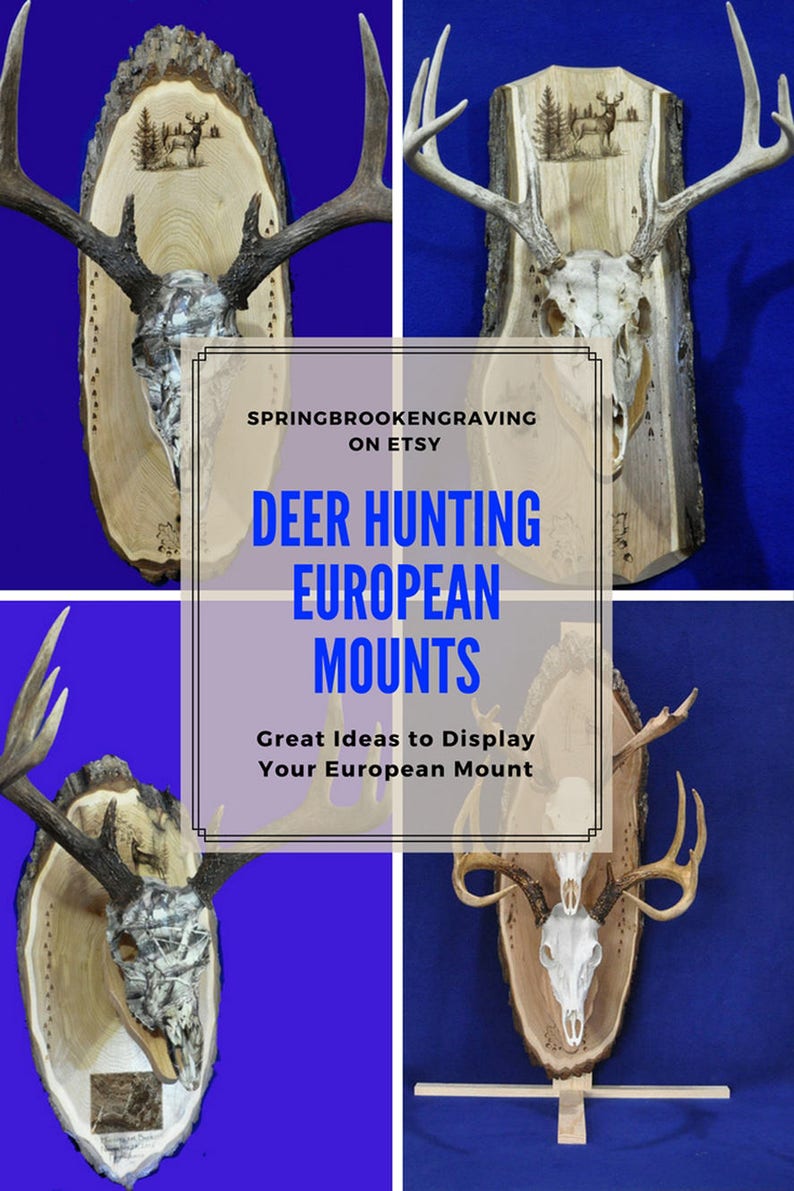 Hunting Gift European Mount Engraved Photo Deer Hunting Deer Skull Mount Gift For Hunter Antler Mount Antler Plaque Hunting image 6