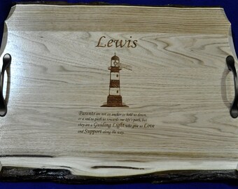 Personalized Gift To Parents ~ Parents Gift ~ Lighthouse ~ Engraved Serving Tray ~ Parents Of The Bride Gift ~ Parents Of The Groom Gift