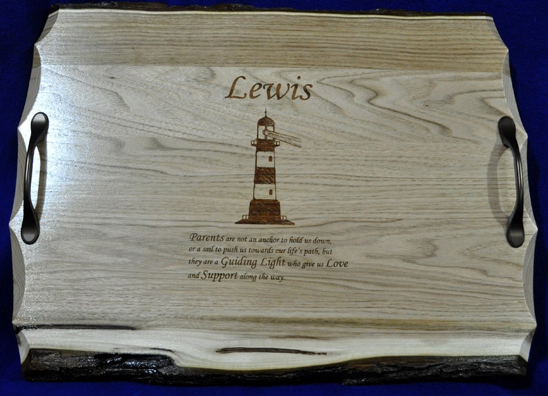 Personalized Gift To Parents Parents Gift Lighthouse Engraved Serving Tray Parents Of The Bride Gift Parents Of The Groom Gift image 1