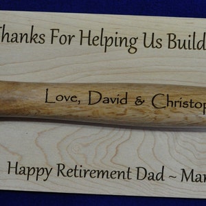 Retirement Gift ~ Hammer Plaque ~ Personalized Hammer Gift ~ Retirement Plaque ~ Ceremonial Gift ~ Gift For Retirement ~ Engraved Retirement
