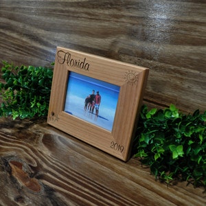 Vacation Frame, Personalized Picture Frame, Vacation Gift, State Frames, Personalized Trip Frame, Wood Photo Frames Family Beach Vacation, image 2