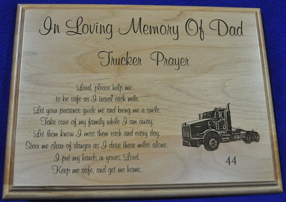 Truck Driver Gift in Loving Memory Memorial Gift Sympathy Gifts Engraved  Sympathy Gift Trucker Gift Truck Driver Memorial 