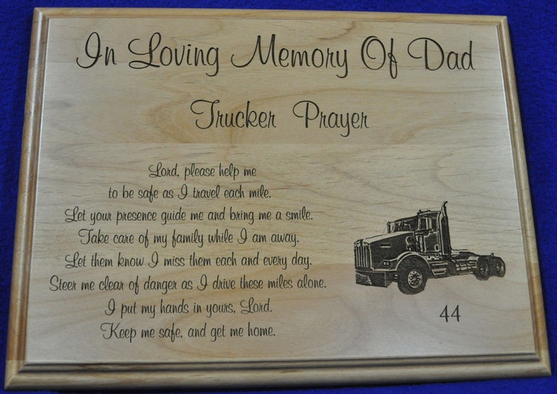 Truck Driver Gift In Loving Memory Memorial Gift Sympathy Gifts Engraved Sympathy Gift Trucker Gift Truck Driver Memorial image 1