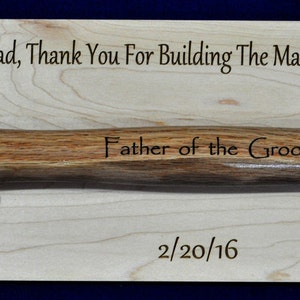 Father Of The Groom Gift For Dad Stepfather Grandfather Gift Engraved Hammer Groomsmen Gift To Dad From Son Great Gift for Dad image 1