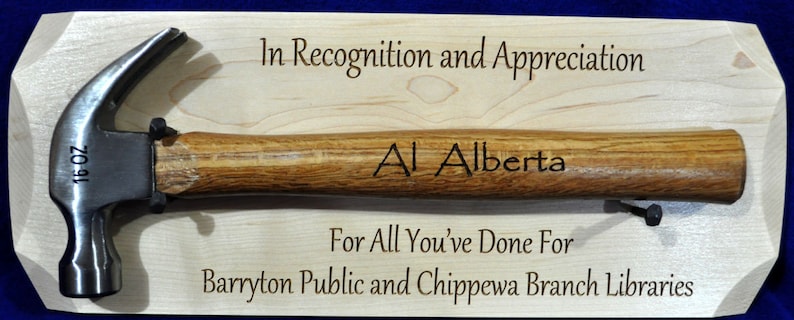 Recognition Gift Appreciation Gift Retirement Plaque Ceremonial Gift Recognition Gifts Hammer Gift Award Appreciation Gifts image 2