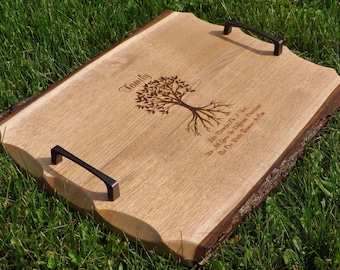 Wedding Gift To Parents. Wedding Gift.  Ottoman Tray. Family Tree.  Personalized Wedding Gift. Serving Tray.  Live Edge Wood.  Family Gift