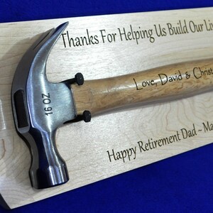 Retirement Gift Hammer Plaque Personalized Hammer Gift Retirement Plaque Ceremonial Gift Gift For Retirement Engraved Retirement image 3