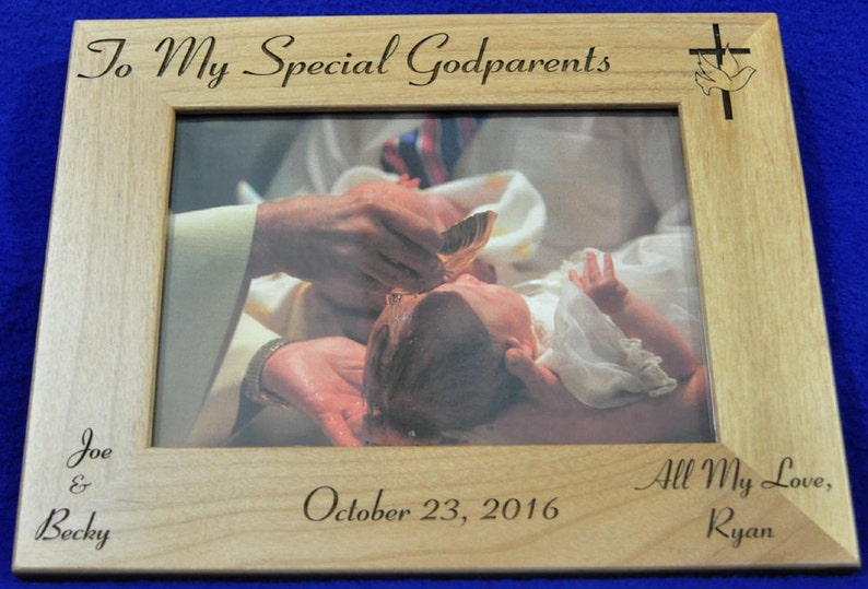 Godparent Gift Baptism Gift Baptism Frame Godfather Gift Godmother Gift Godparents Frame Baptism Frame Custom Baptism Gift image 4