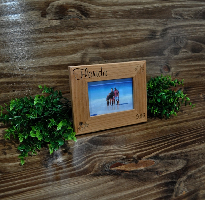 Vacation Frame, Personalized Picture Frame, Vacation Gift, State Frames, Personalized Trip Frame, Wood Photo Frames Family Beach Vacation, image 1