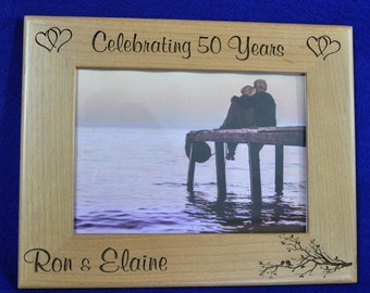 Anniversary Gift ~ 50th Anniversary ~ Milestone Anniversary Gift ~ Custom Picture Frame ~ Anniversary Frame ~ Engraved Anniversary Gift ~