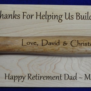 Retirement Gift  Hammer Plaque  Personalized Hammer Gift  image 2