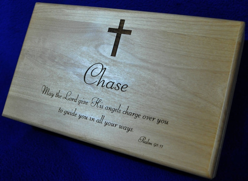 Confirmation Gift Graduation Gift Communion Gifts Gift For Godchild Bible Verse Gift Keepsake Box Gift For Young Man Valet Box image 1