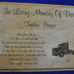 Truck Driver Gift In Loving Memory Memorial Gift Sympathy Gifts Engraved Sympathy Gift Trucker Gift Truck Driver Memorial image 2