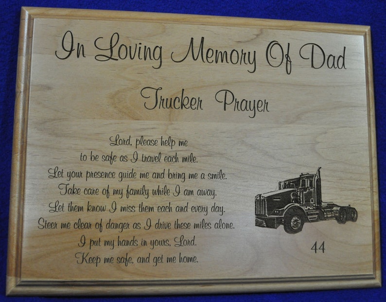 Truck Driver Gift In Loving Memory Memorial Gift Sympathy Gifts Engraved Sympathy Gift Trucker Gift Truck Driver Memorial image 2