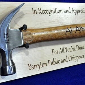 Recognition Gift Appreciation Gift Retirement Plaque Ceremonial Gift Recognition Gifts Hammer Gift Award Appreciation Gifts image 3