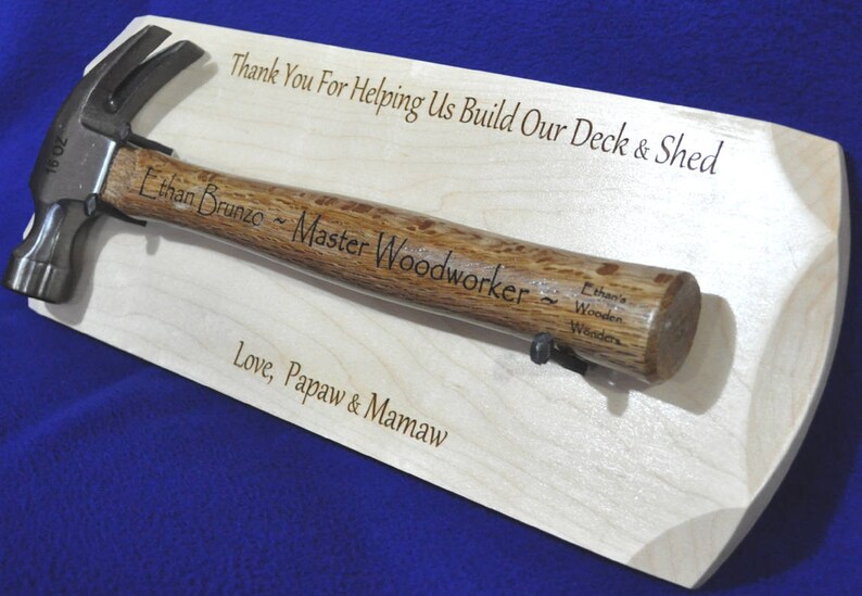 Gift For Grandson Grandson Gifts Job Well Done Gift Thank You Gifts Engraved Gifts Hammer Display Gift Custom Gifts For Boys image 1