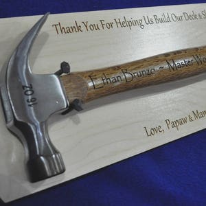 Gift For Grandson Grandson Gifts Job Well Done Gift Thank You Gifts Engraved Gifts Hammer Display Gift Custom Gifts For Boys image 5