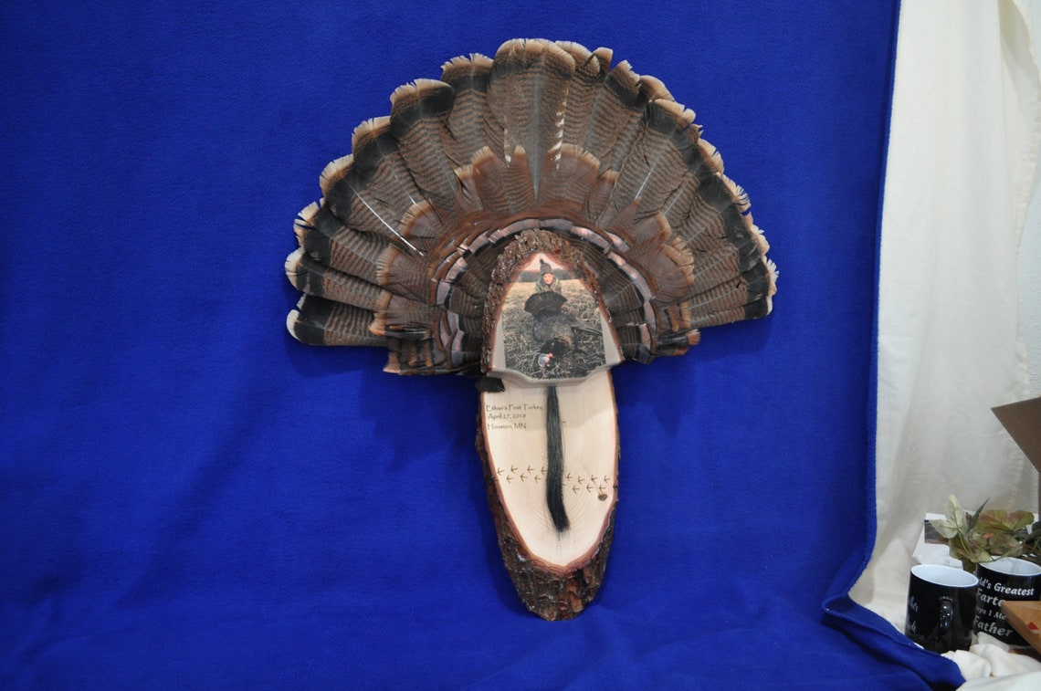 Turkey Fan Mount Turkey Fan With Photo Turkey Hunting Etsy