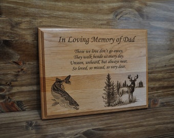 Hunting And Fishing Memorial Gift ~ Sympathy Gift ~ In Loving Memory ~ Sympathy Gifts ~ Engraved Sympathy Gift ~ Funeral Gift ~ Loss Of Dad