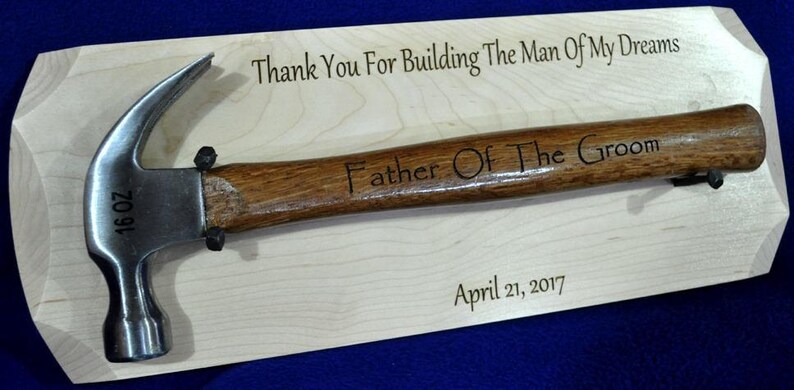Father Of The Groom Gift Parents Of The Groom Gift Stepfather Of The Groom Gift For Parent Of The Groom Custom Engraved Hammer image 1