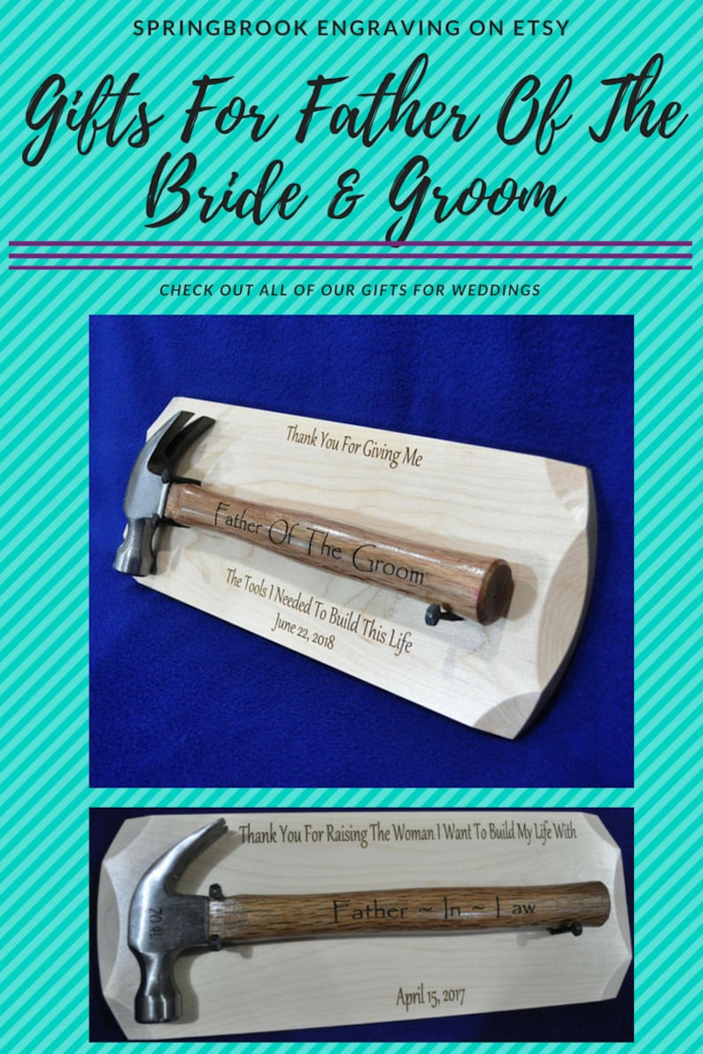 Father In Law Gift Gift For Bride's Dad Bride's Dad Gift For Brides Dad From Groom Engraved Hammer Wedding Gift For Father In Law image 5