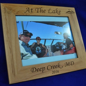 Vacation Frame Lake Picture Frame Gift For Boater Boating Frames Water Skiing Frame Custom Picture Frames Speed Boat Boating image 4