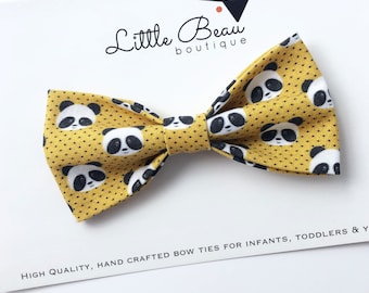 Panda Theme / Panda Bow Tie / Mustard Bow Tie, Cute Bow Tie. Adjustable Bow Tie, Boys Bow Tie, Toddler Bow Tie, Baby Bow Tie, Kids Bow Tie