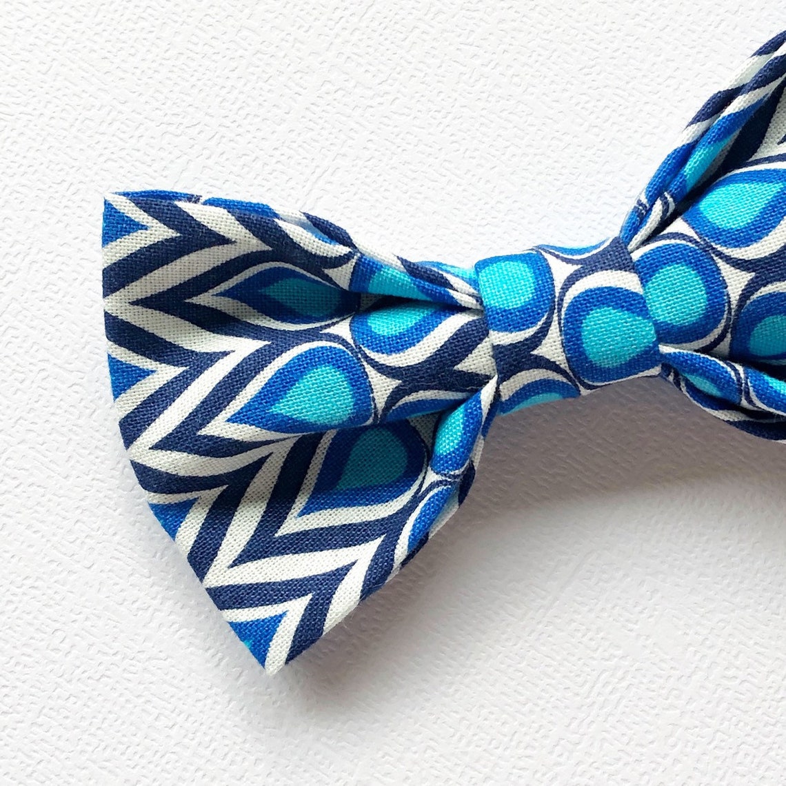 Peacock Bow Tie. Blue Patterned Bow Tie. Adjustable Bow Tie Etsy