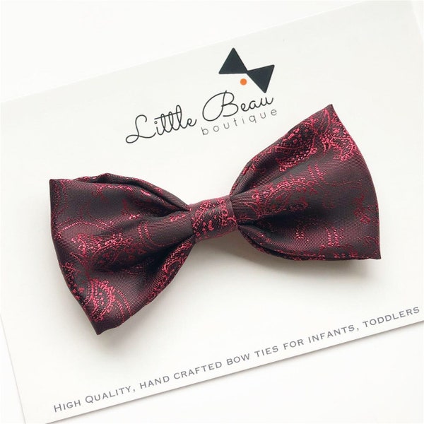 Fancy Red / Maroon Kids Bow Tie | Red Bow Tie |Ring Bearer Bow Tie | Adjustable Bow Tie, Boys Bow Tie, Toddler Bow Tie, Baby Bow Tie