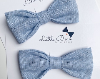 Linen Chambray Blue Bow Tie / Blue Bow Tie | Baby Blue Bow Tie, Adjustable Bow Tie, Boys Bow Tie, Toddler Bow Tie, Baby Bow Tie, Kids Bow