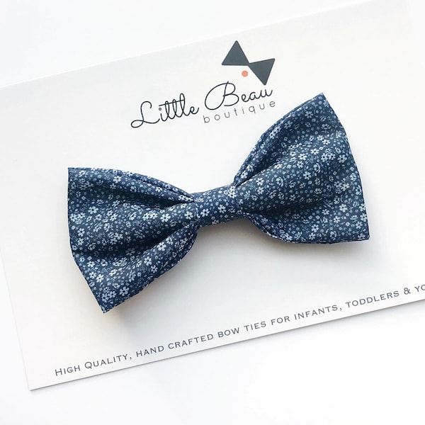 Floral Bow Ties • Navy Bow Ties • Adjustable Bow Ties, Boys Bow Ties, Toddler Bow Ties, Baby Bow Ties