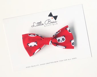 Panda Theme / Panda Bow Tie / Red Bow Tie, Cute Bow Tie. Adjustable Bow Tie, Boys Bow Tie, Toddler Bow Tie, Baby Bow Tie, Kids Bow Tie