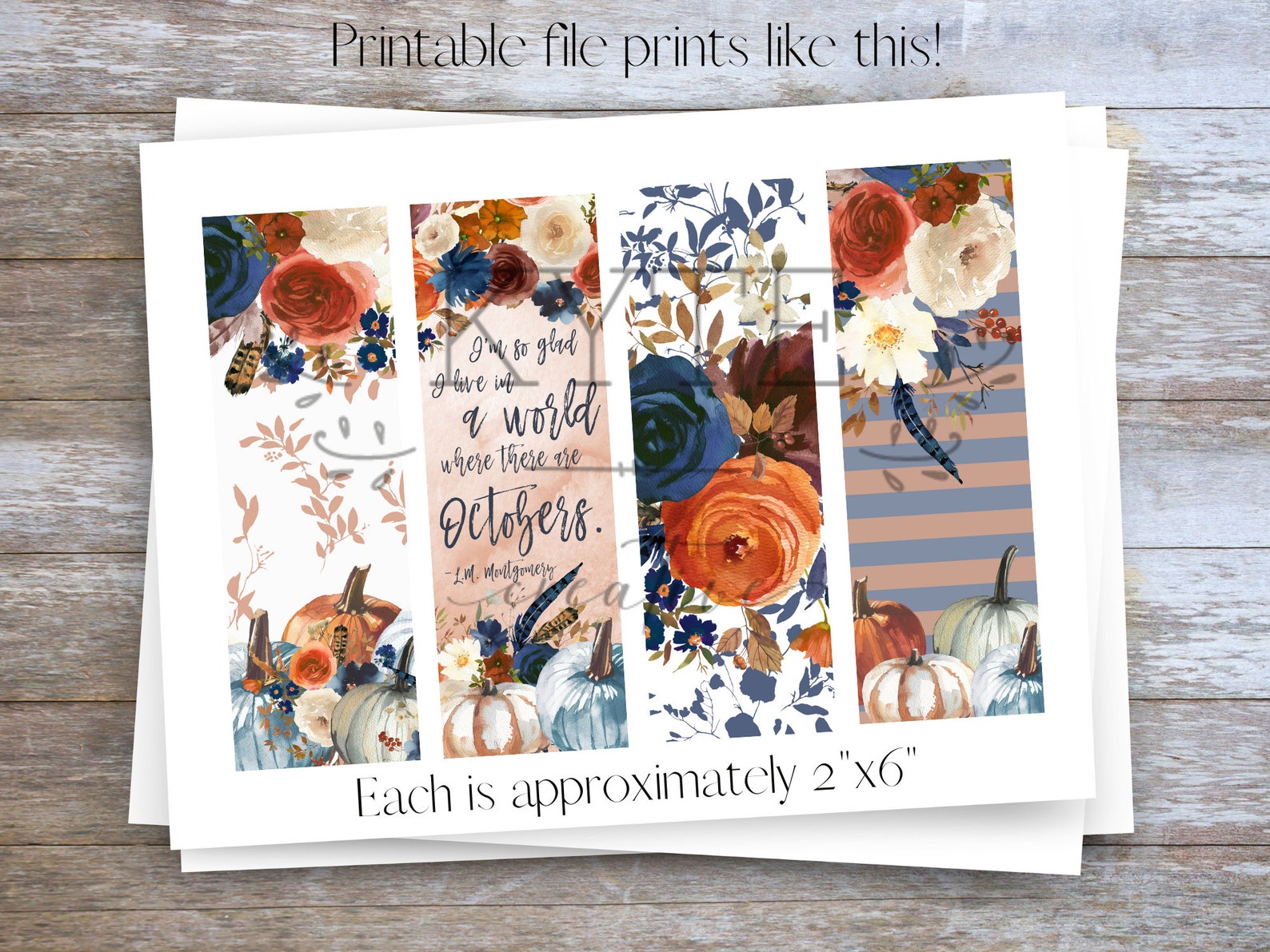 Printable Bookmarks October Theme DIGITAL FILE Etsy