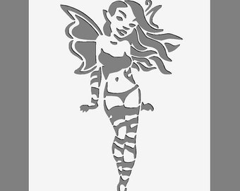 Fairy Stencil | Mylar Stencil for Walls, Fabrics, Furniture, Nurseries, Bedrooms, Reusable, Washable A5/A4/A3 Stencil Sizes 190 micron (9)