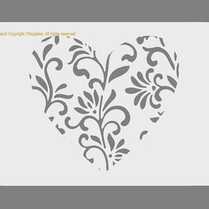 Heart Stencil | Vintage French Stencil | Shabby Chic Paint Stencil for Walls, Fabrics, Furniture, Reusable, Washable A5/A4/A3 stencil sizes
