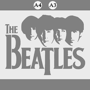Pop Icon Mylar Stencil in A3/A4 sheet sizes &#39;Fab 4&#39; John, Paul, Ringo, George, Thicker 190 micron reusable Painting Airbrush Decor